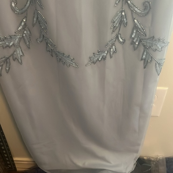 Elegant Ethereal Icy Blue Sequin Formal Dress with Sheer Accents - Picture 5 of 8